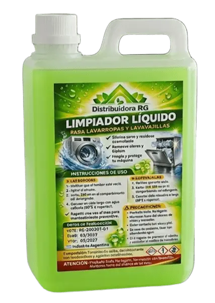 Limpiador Líquido para Lavarropas y Lavavajillas 1 Litro | Elimina Sarro, Grasa y Malos Olores
