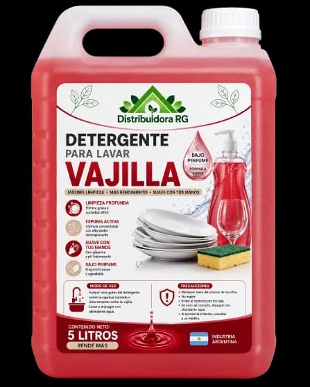 Detergente para lavar vajilla 5 litros - Bajo Perfume