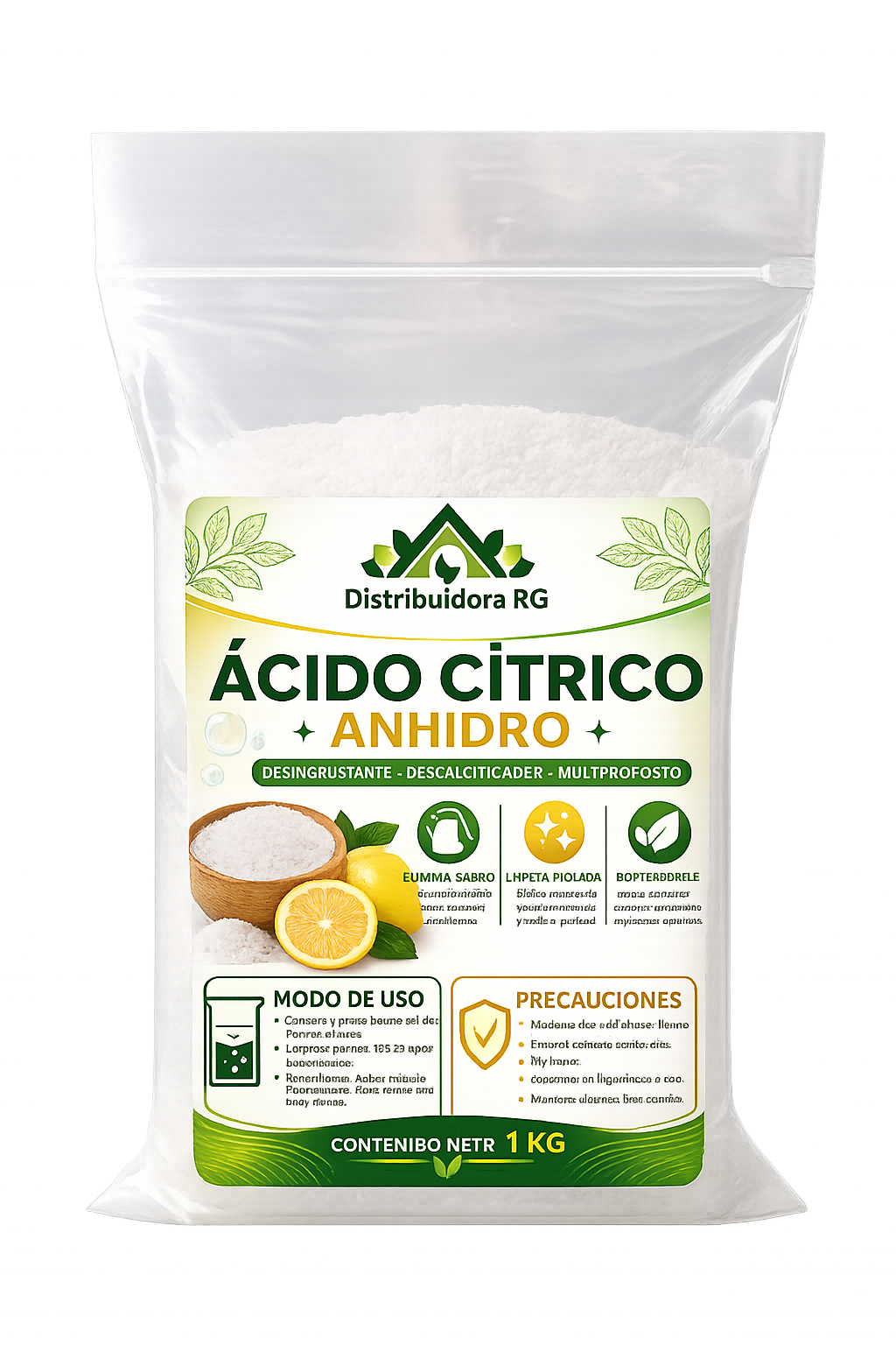 Ácido Cítrico Anhidro 1 Kg – Desincrustante, Limpiador y Regulador de pH