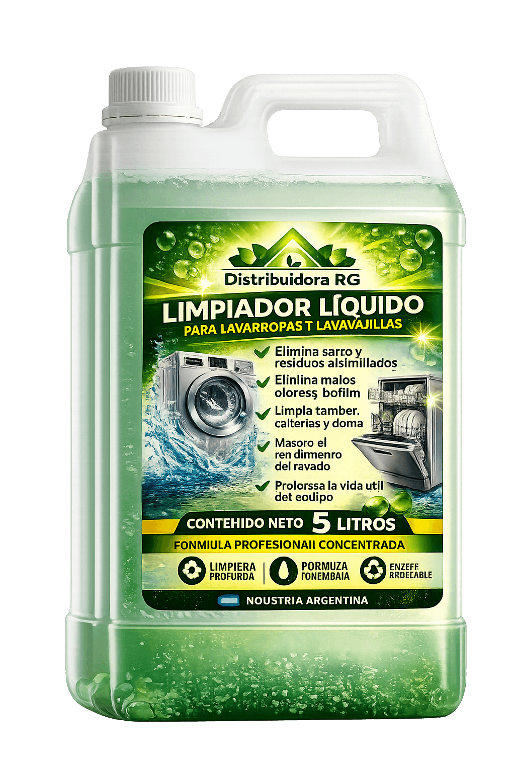 Limpiador Líquido para Lavarropas y Lavavajillas 5 Litros