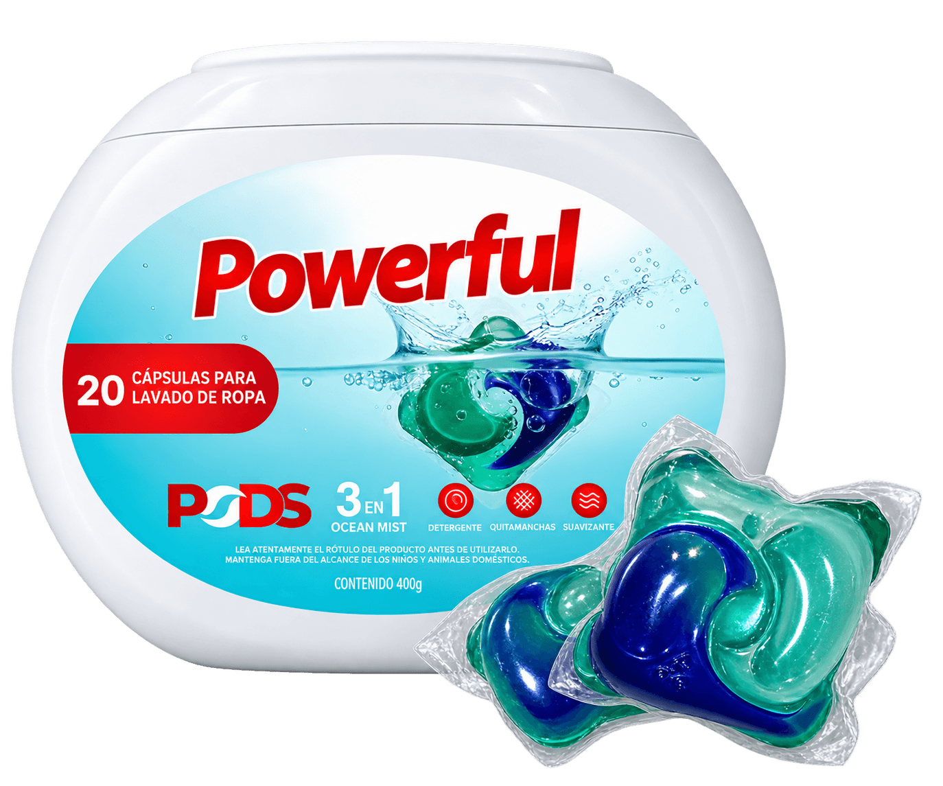 Pack cápsulas para Lavar Ropa Powerful 3 en 1 – 20 Pods