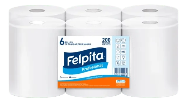 Bobina de papel toalla de manos blanca rollo 19 centímetros por 200 metros.