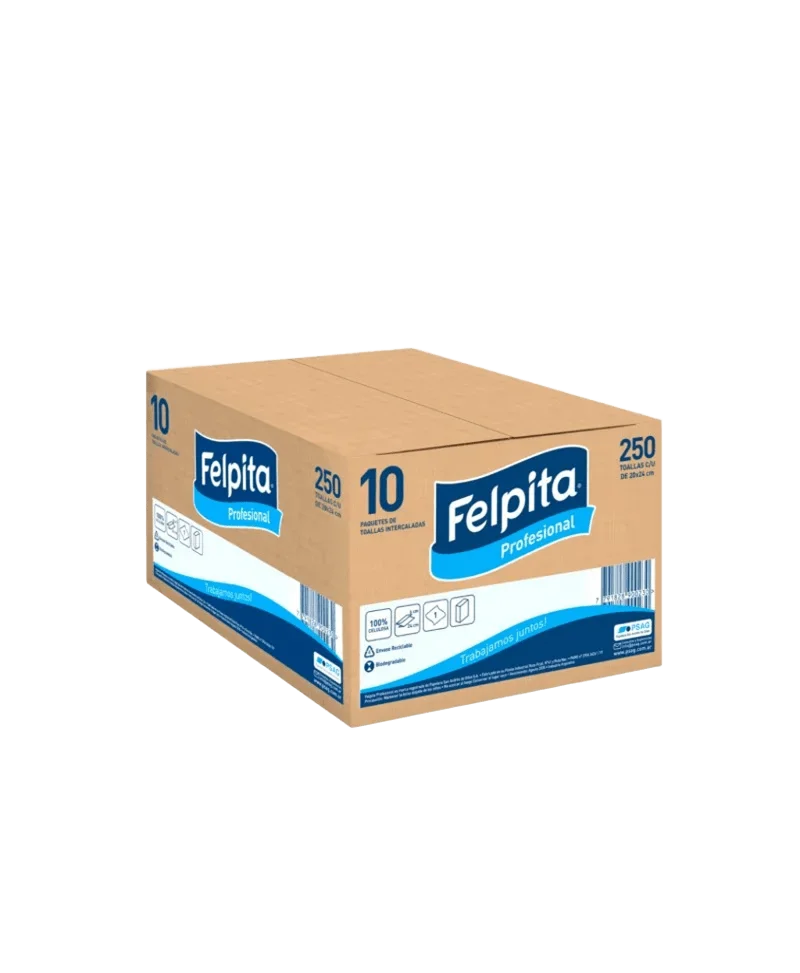 Toalla Intercalada 4 paneles Felpita 10 por 250 Unidades Simple Hoja