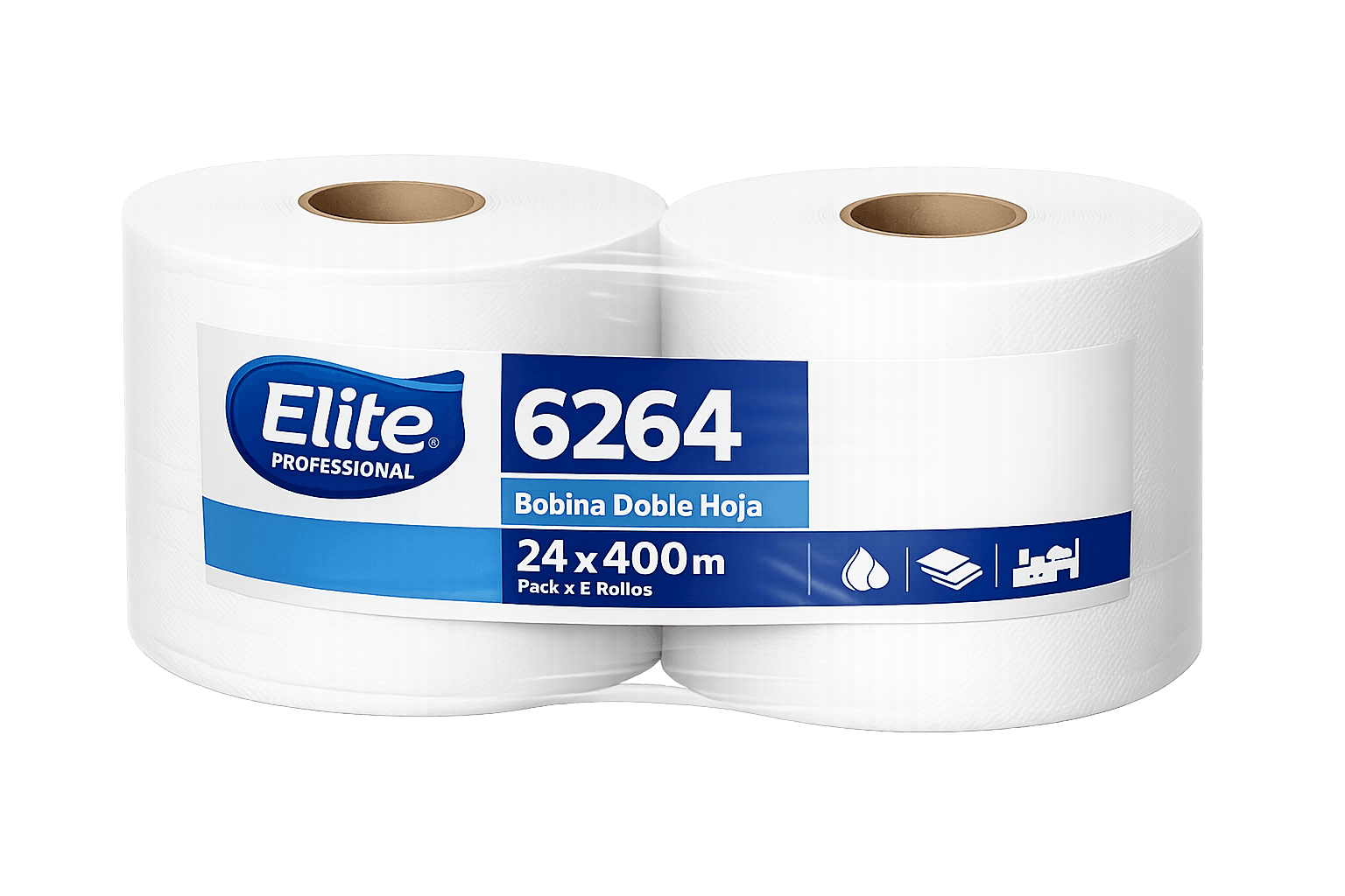 Bobina Industrial Elite 6264 Doble Hoja 24 x 400 m Pack x2 Rollos