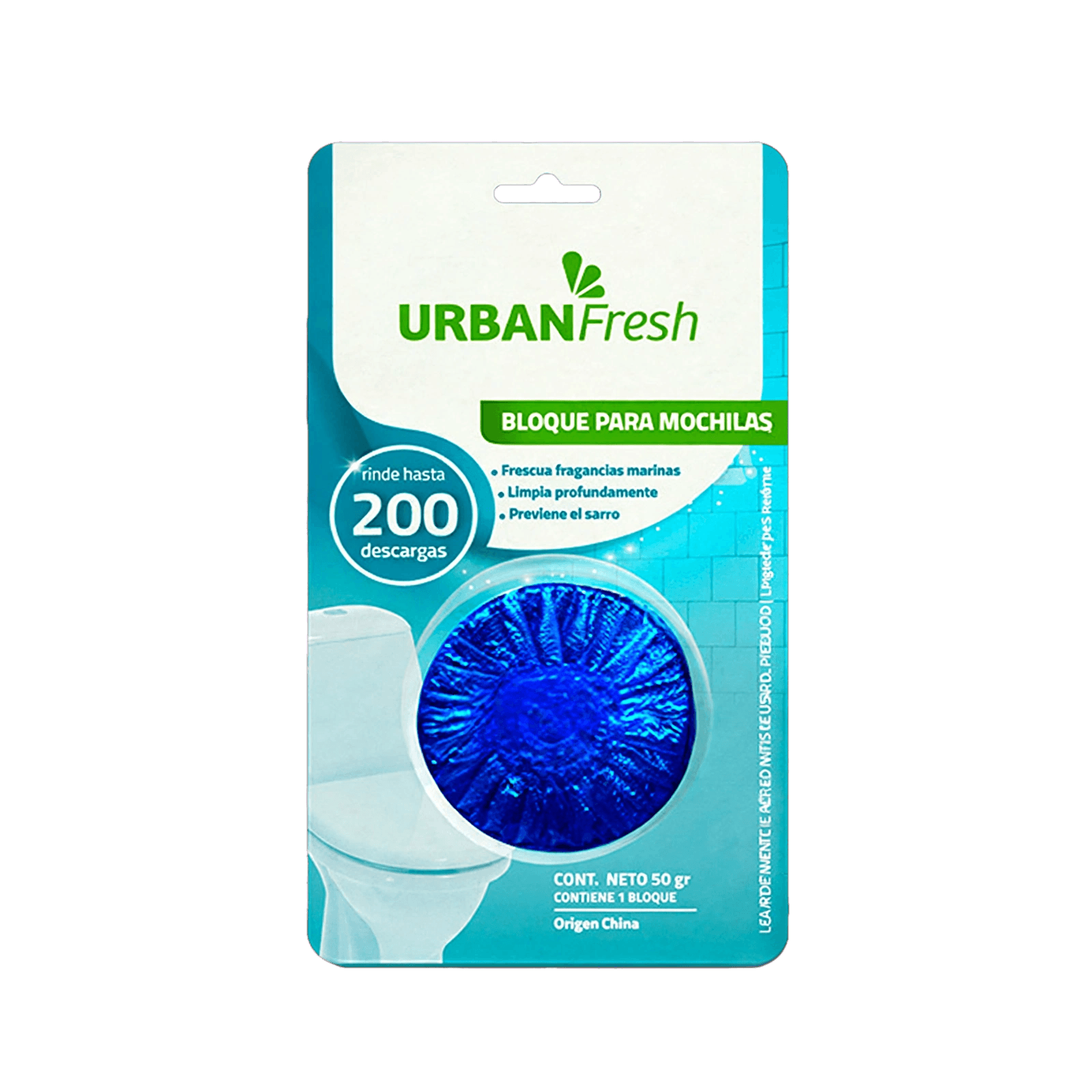 Bloque Para Mochila Inodoro Urban Fresh Marina 50g - 200 Descargas