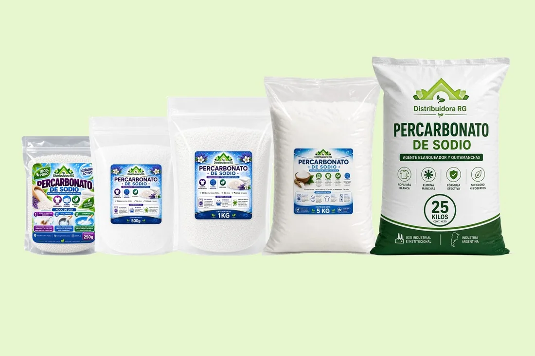 Bolsas de percarbonato de sodio RG de 250 g, 500 g, 1 kg, 5 kg y 25 kg