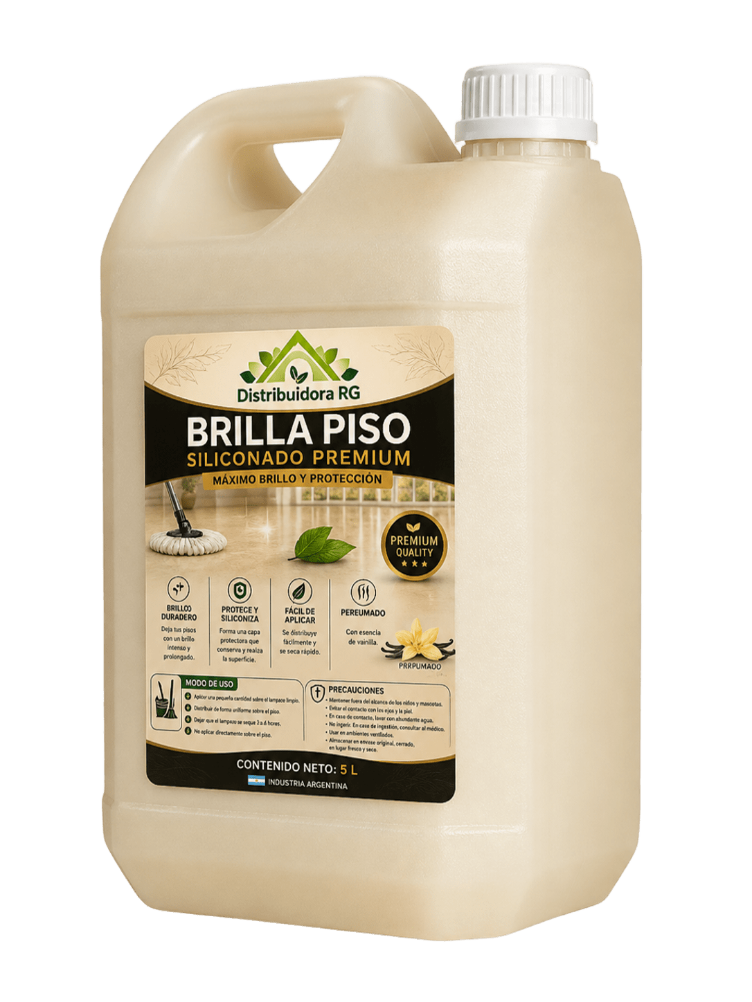 Brilla Piso Siliconado Premium 5 litros - Aroma Vainilla