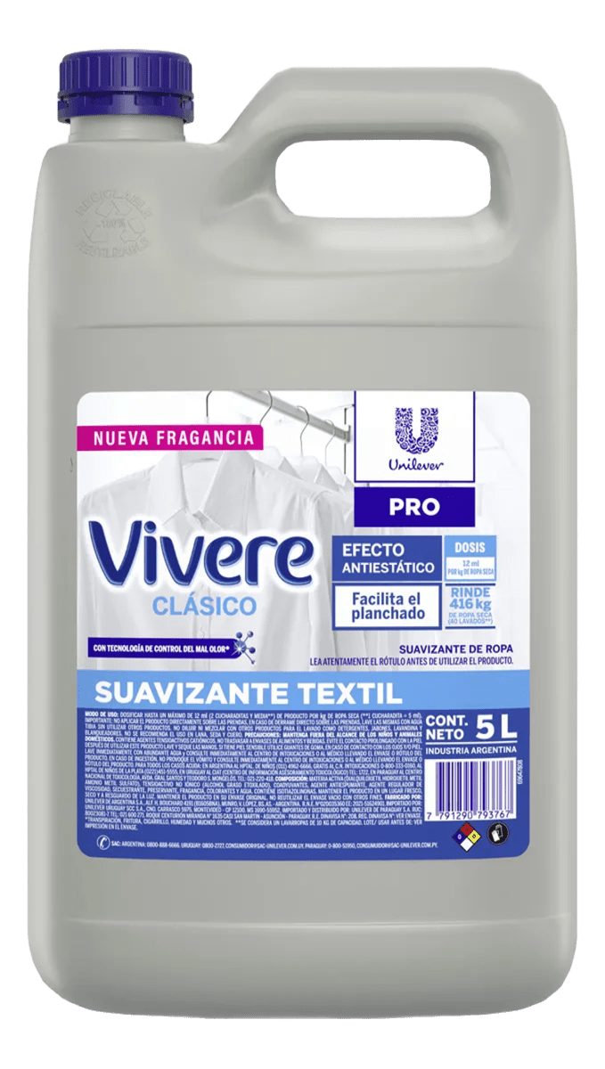 Suavizante Textil Vivere Clásico 5 Litros