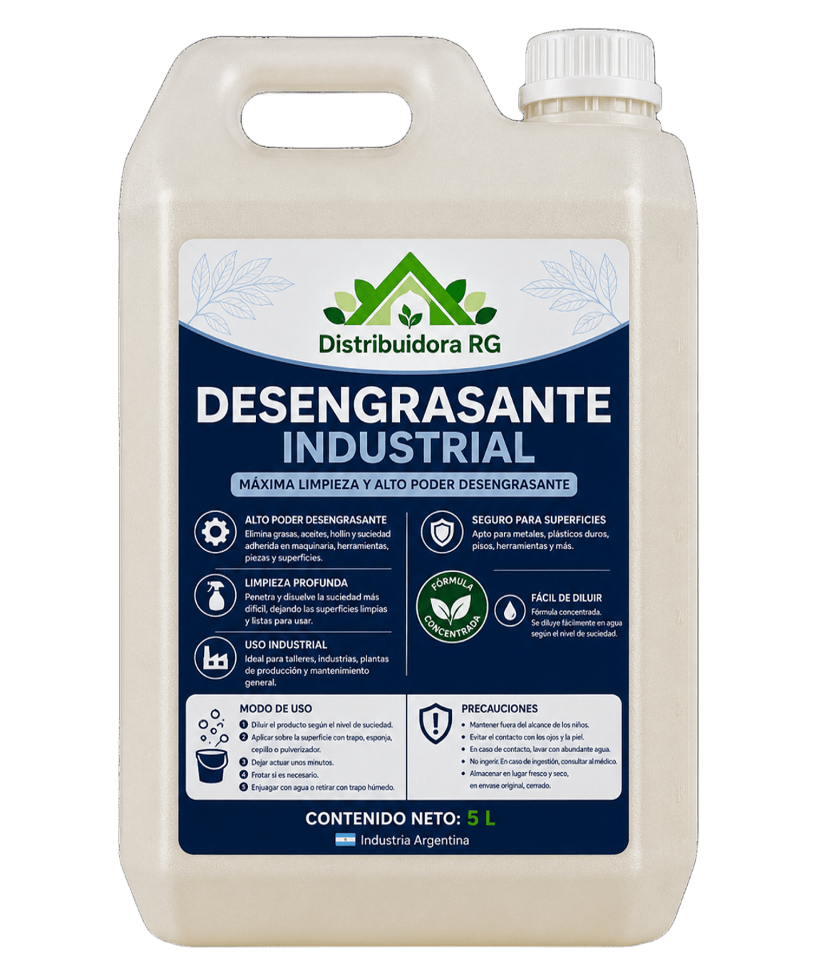 Desengrasante Industrial 5 Litros Multiuso | Alto Poder Desengrasante